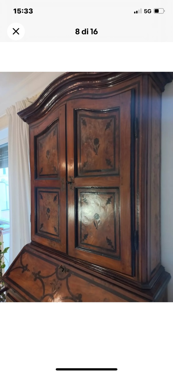 Trumeau XVIII Century In Elm Inlaid With Black Wood From Piedmont-photo-6