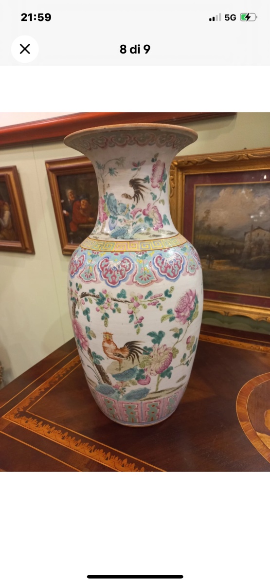 Chinese Vase Early  1900s Green Family-photo-4