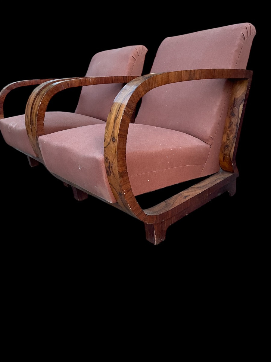 Pair Of Purchais Deco Walnut-photo-2