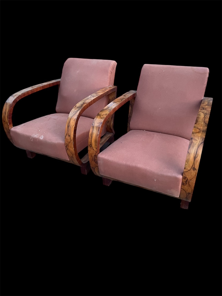 Pair Of Purchais Deco Walnut