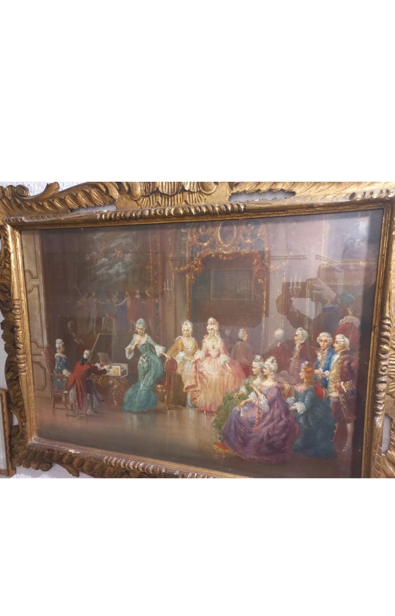 Tableaux huile sur toile scene de genre