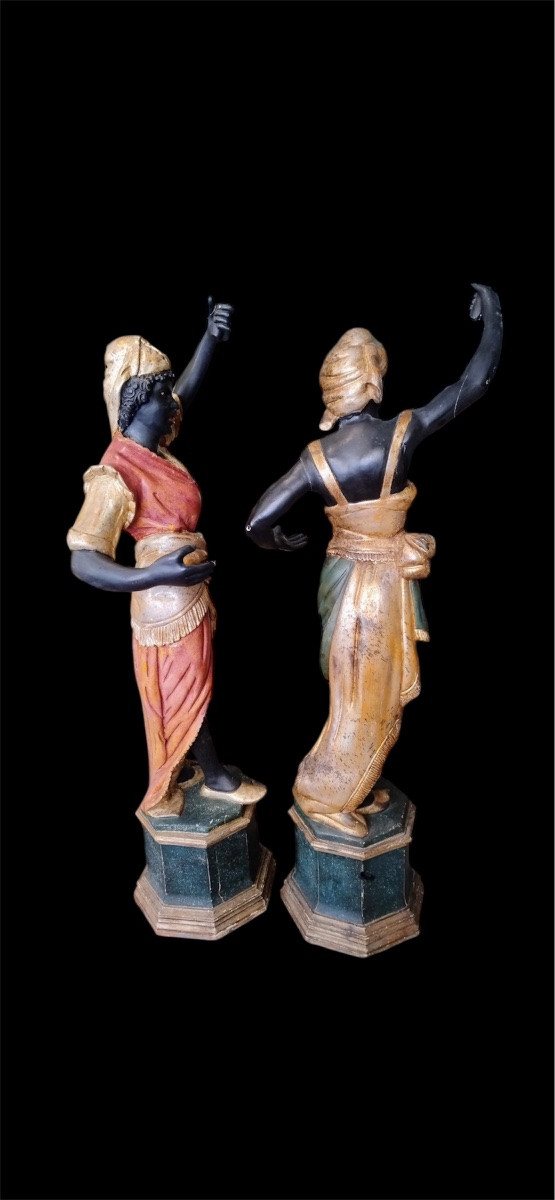 Paire des statues en bois lacque-photo-4