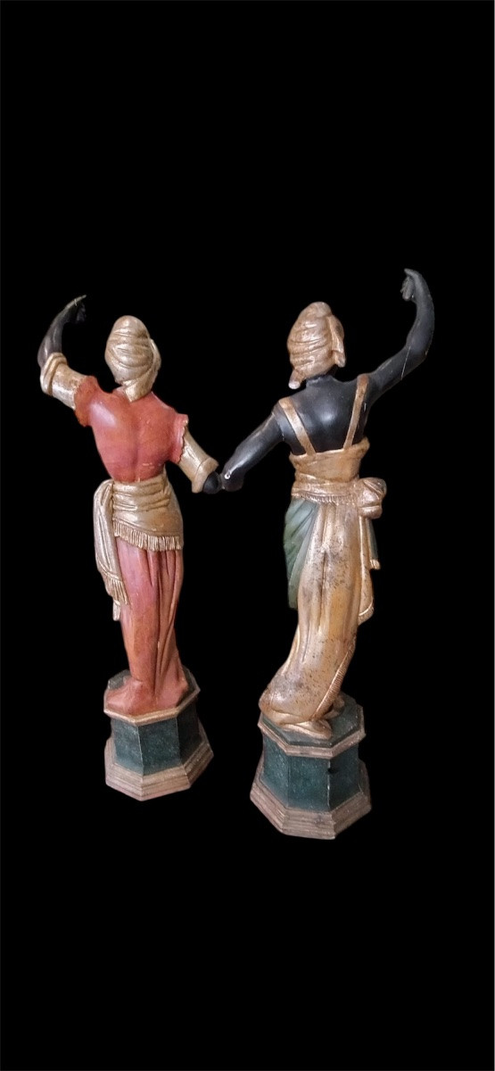 Paire des statues en bois lacque-photo-4