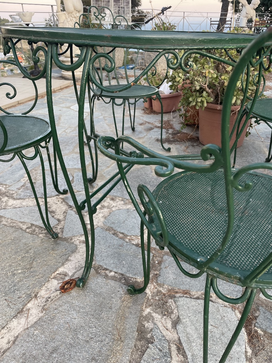 Wrought Iron Table And 4 Garden Chairs-photo-2