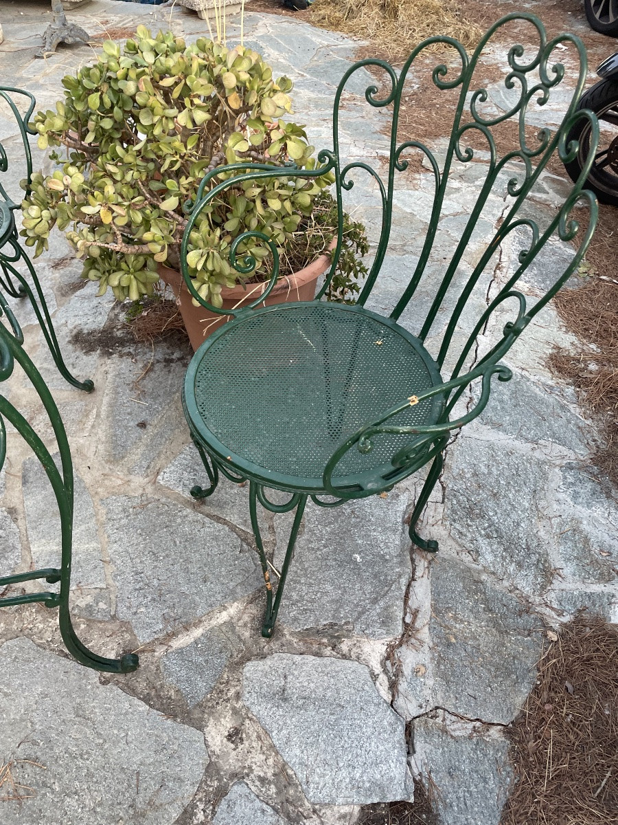 Wrought Iron Table And 4 Garden Chairs-photo-4