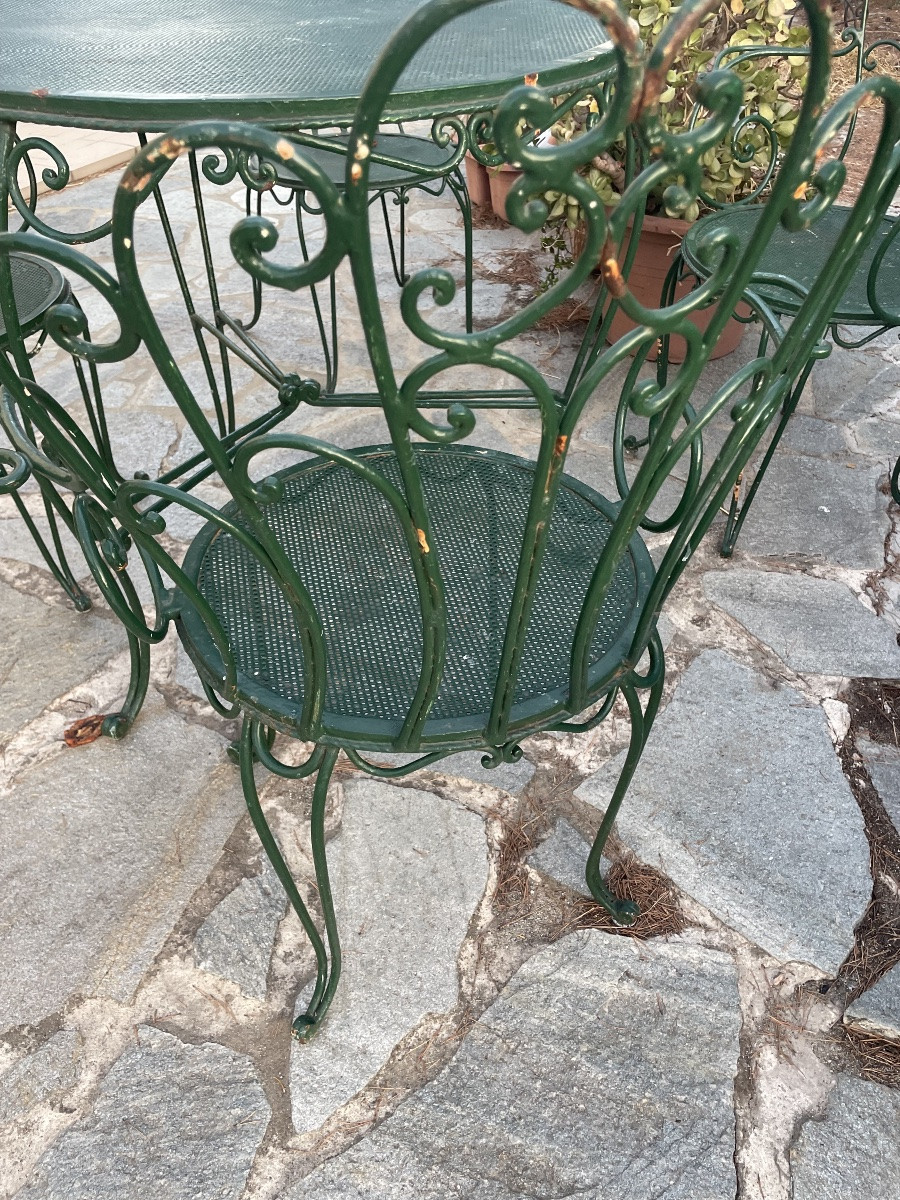 Wrought Iron Table And 4 Garden Chairs-photo-8