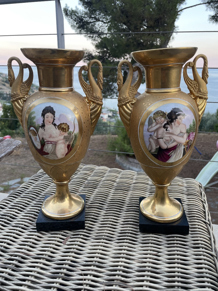 Pair des vase porcelane double dourure napoleon III