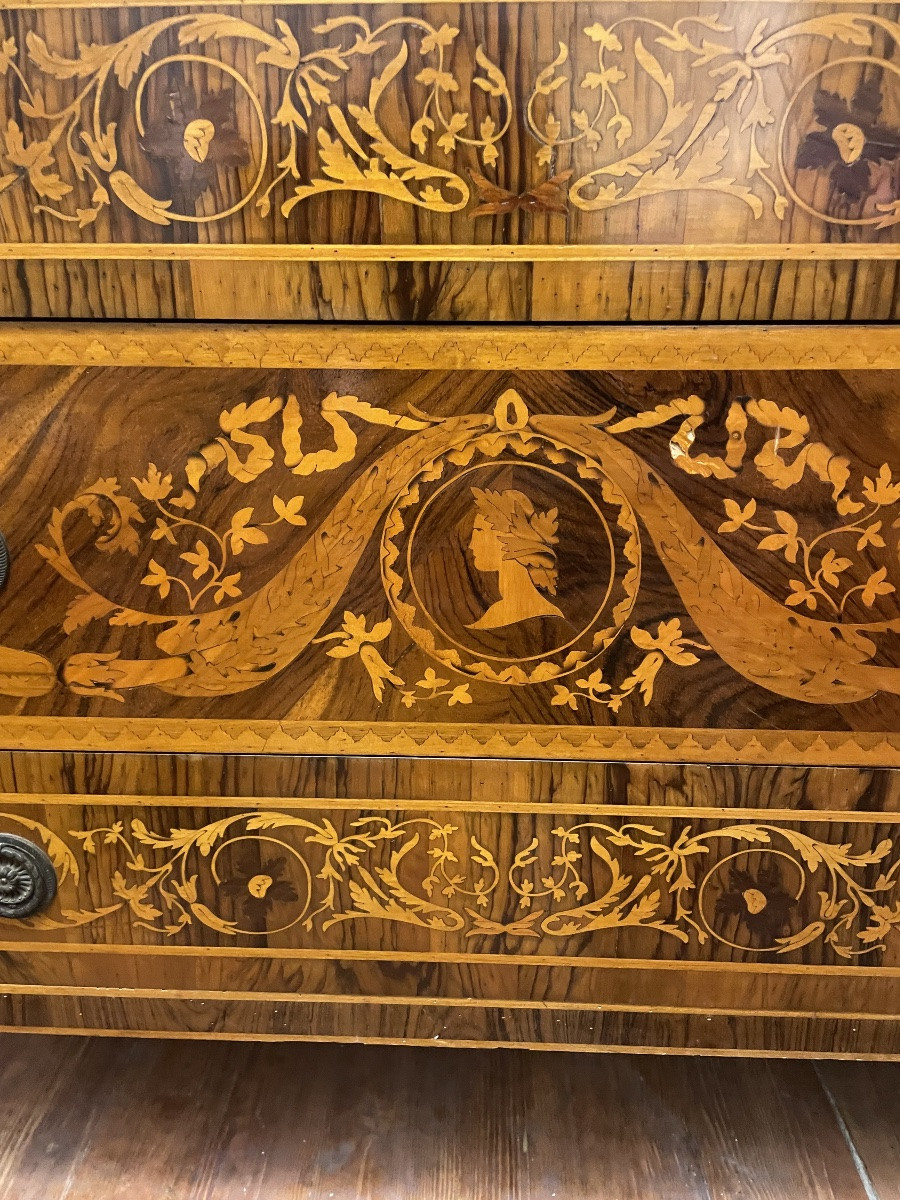 Commode marqueterie italienne styl louis XVI-photo-3