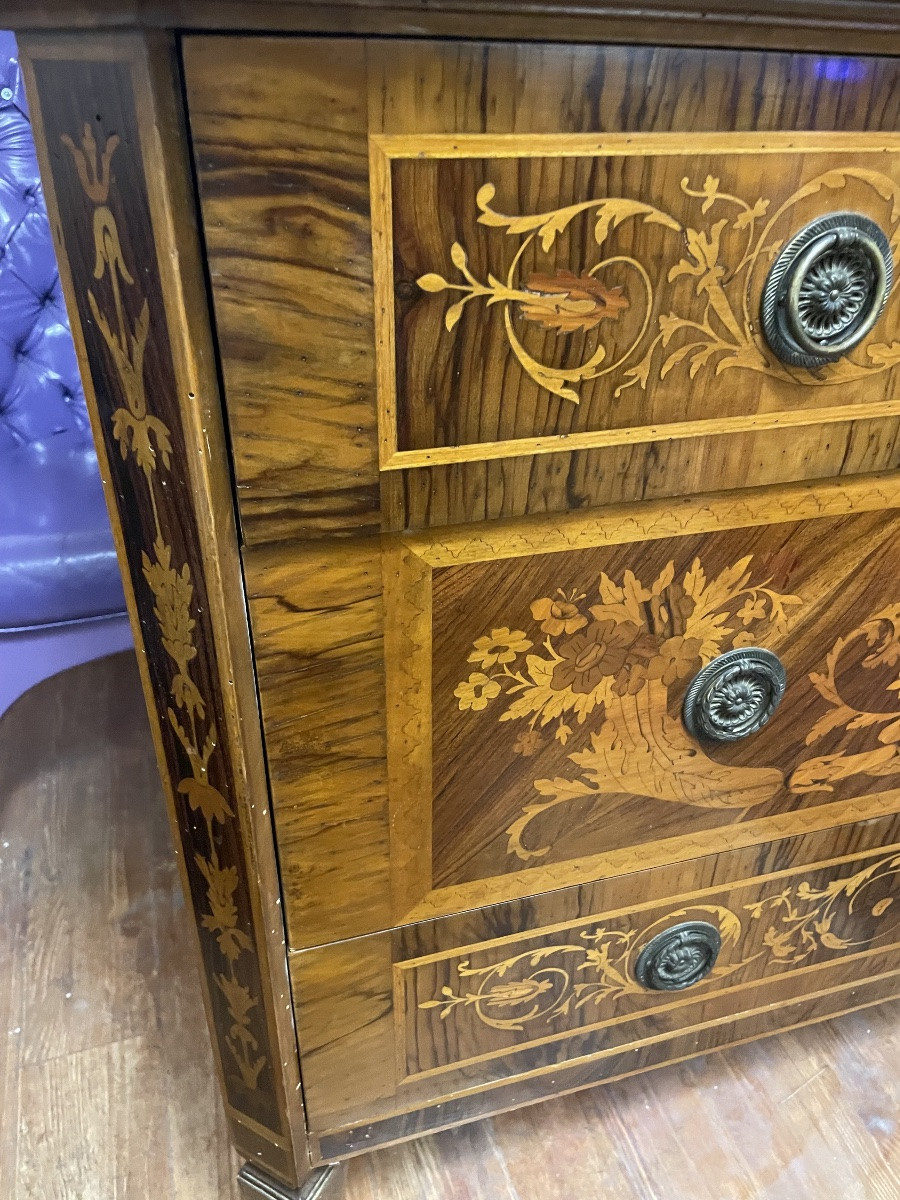 Commode marqueterie italienne styl louis XVI-photo-4
