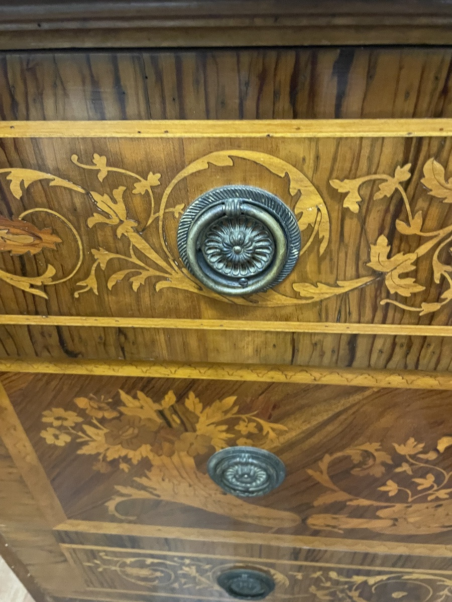 Commode marqueterie italienne styl louis XVI-photo-5