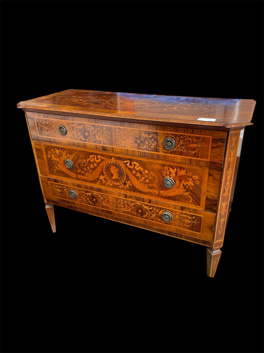 Commode marqueterie italienne styl louis XVI