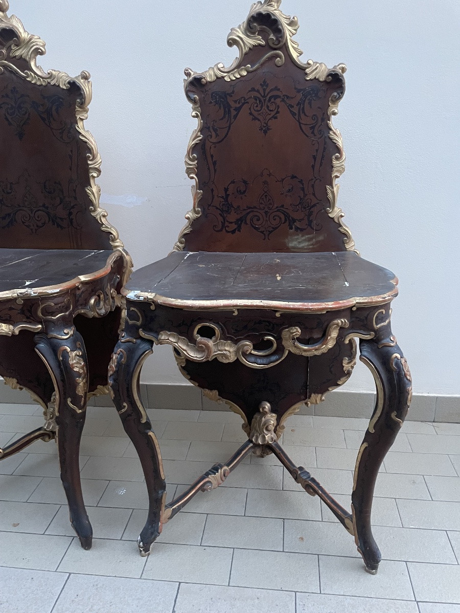 Pair Of Laiquered And Gilded Console Table-photo-2