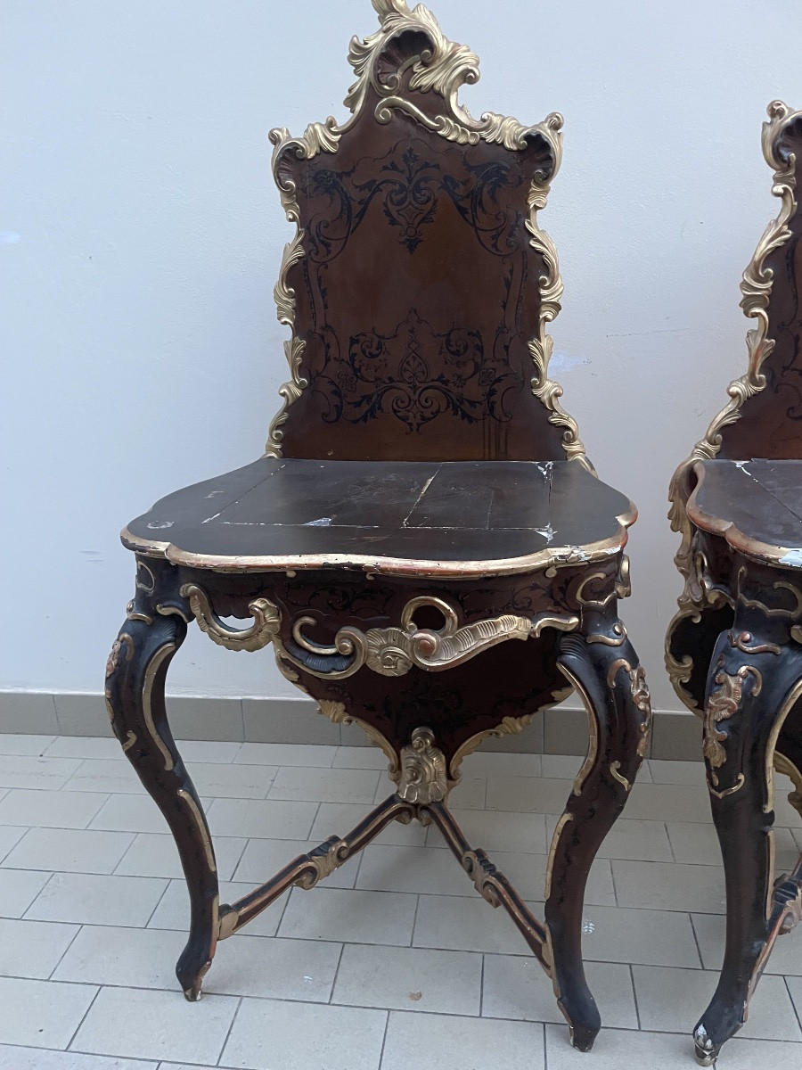 Pair Of Laiquered And Gilded Console Table-photo-3