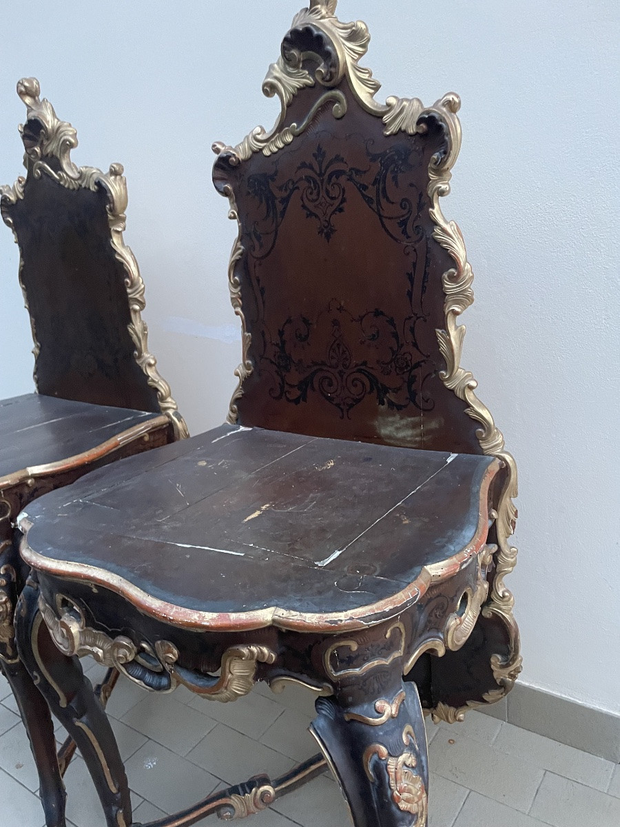 Pair Of Laiquered And Gilded Console Table-photo-2