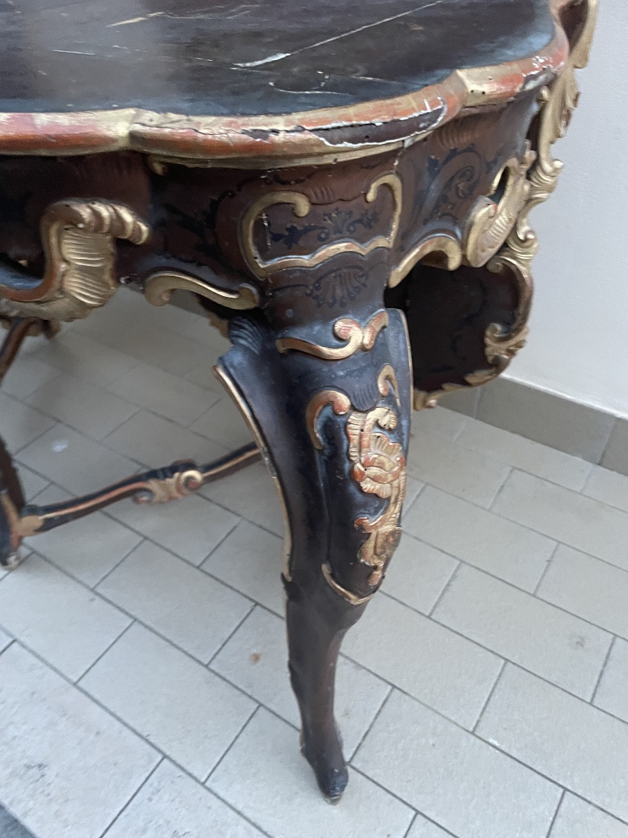 Pair Of Laiquered And Gilded Console Table-photo-3