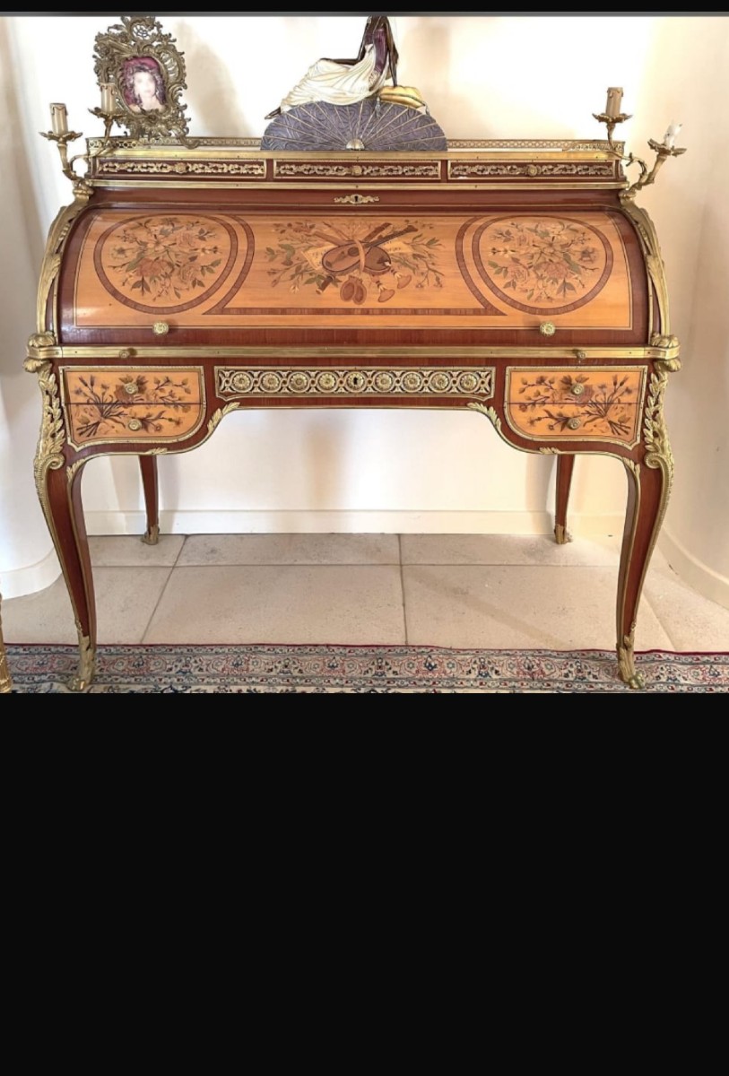 Louis XV-style Cylindrical Writing Desk