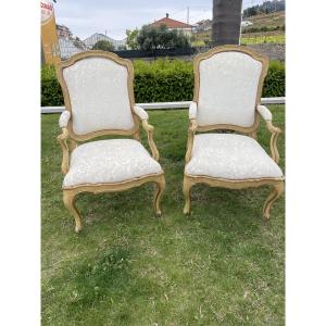 Pair Des Fateuils Laque’ Epoque Louise XV