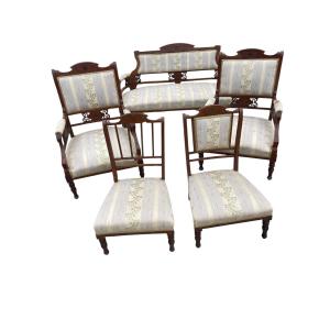 Salon anglaise 5 pieces en noyer 