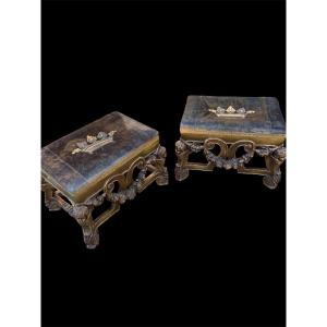 Pair Of Gilden Wooden Stools