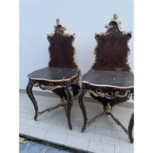 Pair de console peint e dore’ fin XVIII