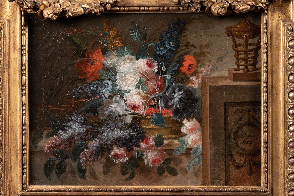 Vase De Fleurs Sur Un Entablement, 1783 , Le Riche (i.s.j. Le Riche)-photo-2