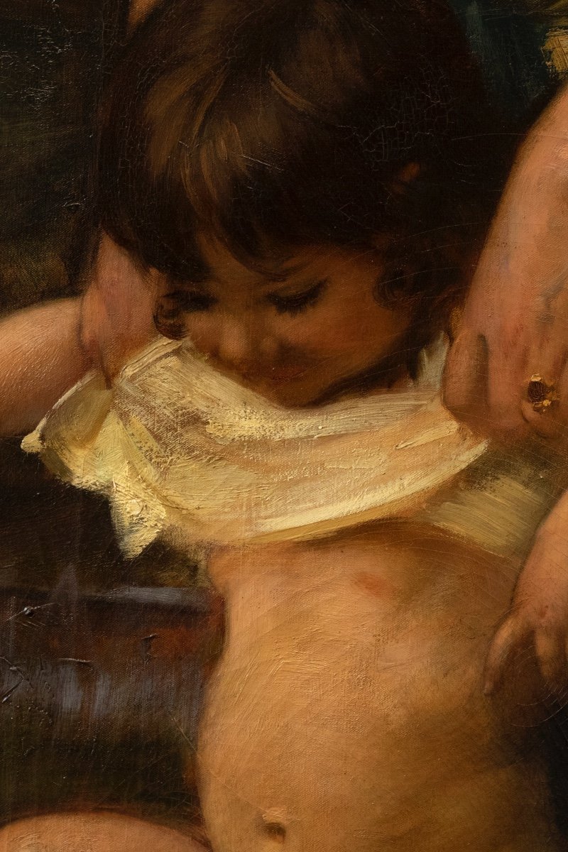 Young Italians At La Fontaine - Hubert-denis Etcheverry (1867-1952)-photo-4