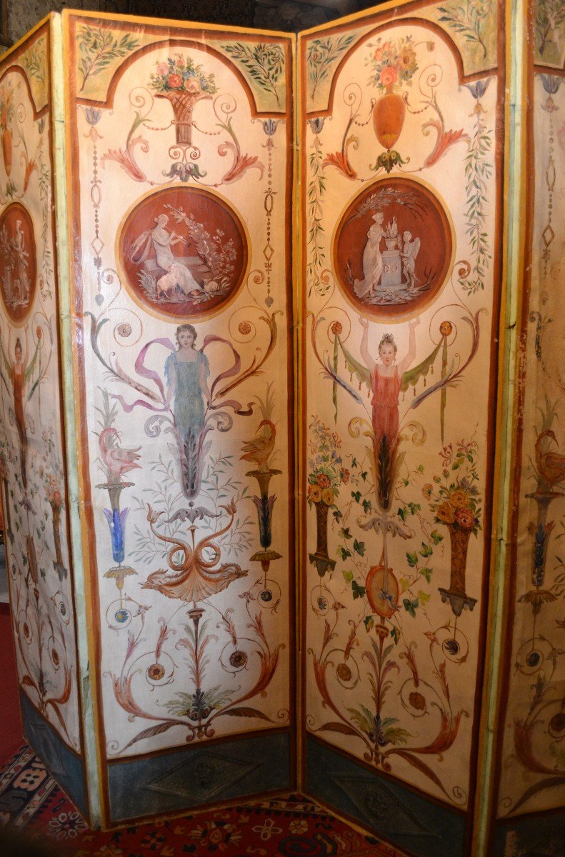 Grand Paravent à 4 vantaux ép. Directoire-photo-3