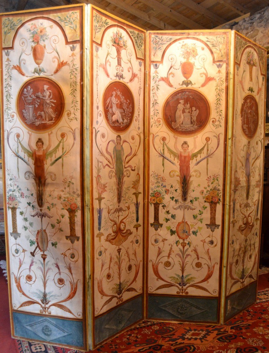 Grand Paravent à 4 vantaux ép. Directoire-photo-4