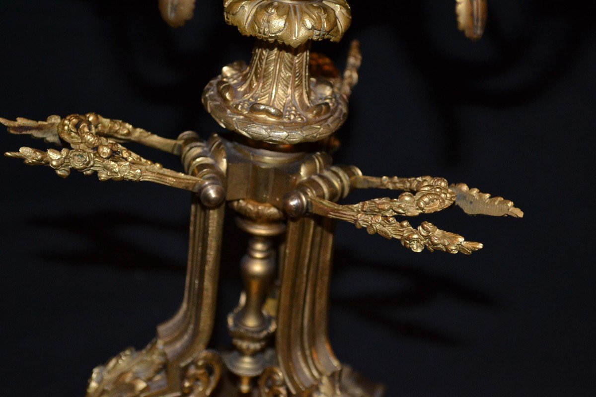 Pair Of Louis XVI Style Gilt Bronze Candelabra - End Of The Eighteenth Century-photo-7