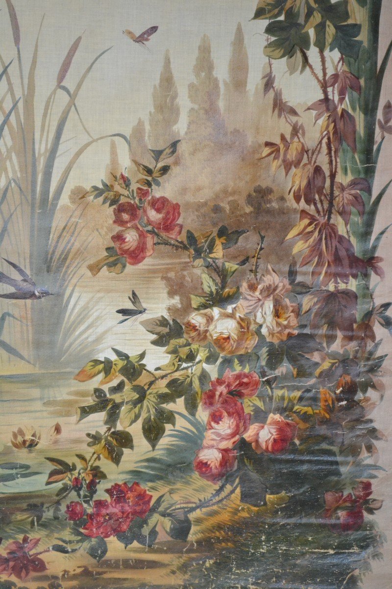 Nature Morte - Grand Store Peint Sur Toile De Lin -photo-3