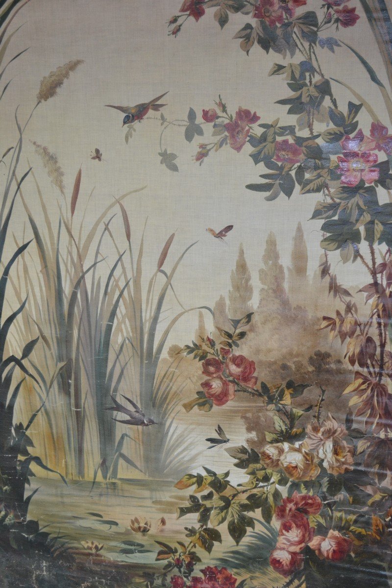 Nature Morte - Grand Store Peint Sur Toile De Lin -photo-2