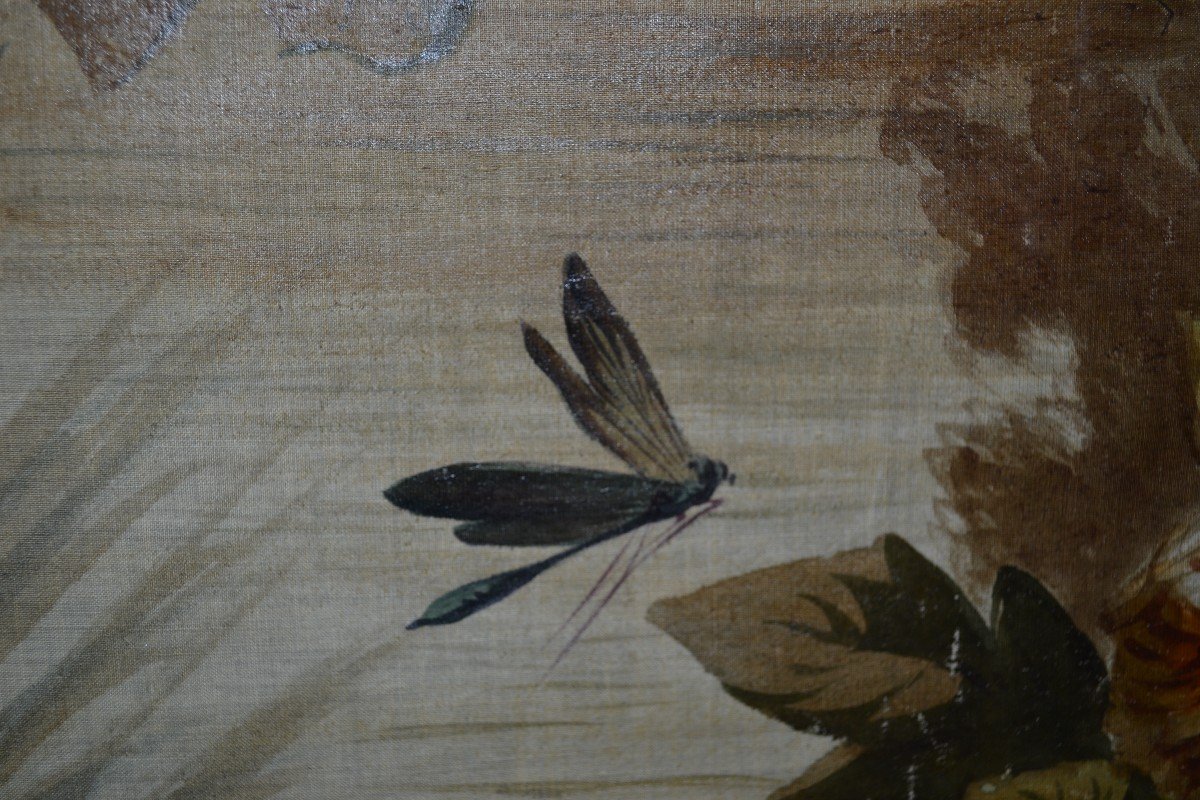 Nature Morte - Grand Store Peint Sur Toile De Lin -photo-5