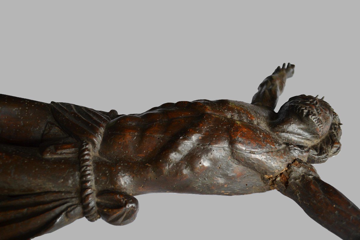 Large 18th Century Carved Wooden Christ-photo-6