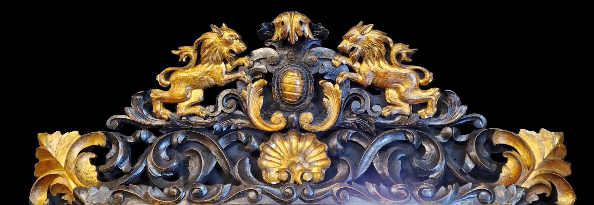 19th Century Mirror In Carved And Painted Wood-photo-4