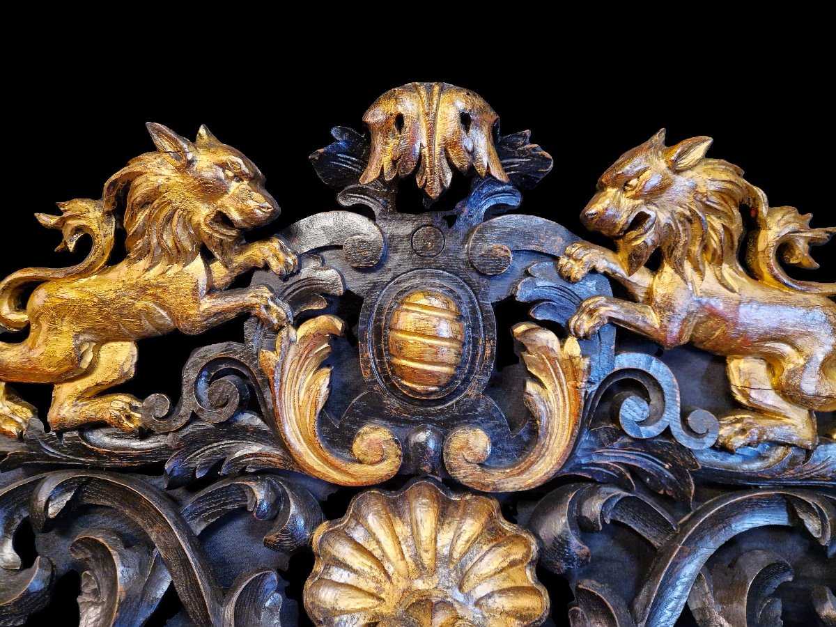 19th Century Mirror In Carved And Painted Wood-photo-1