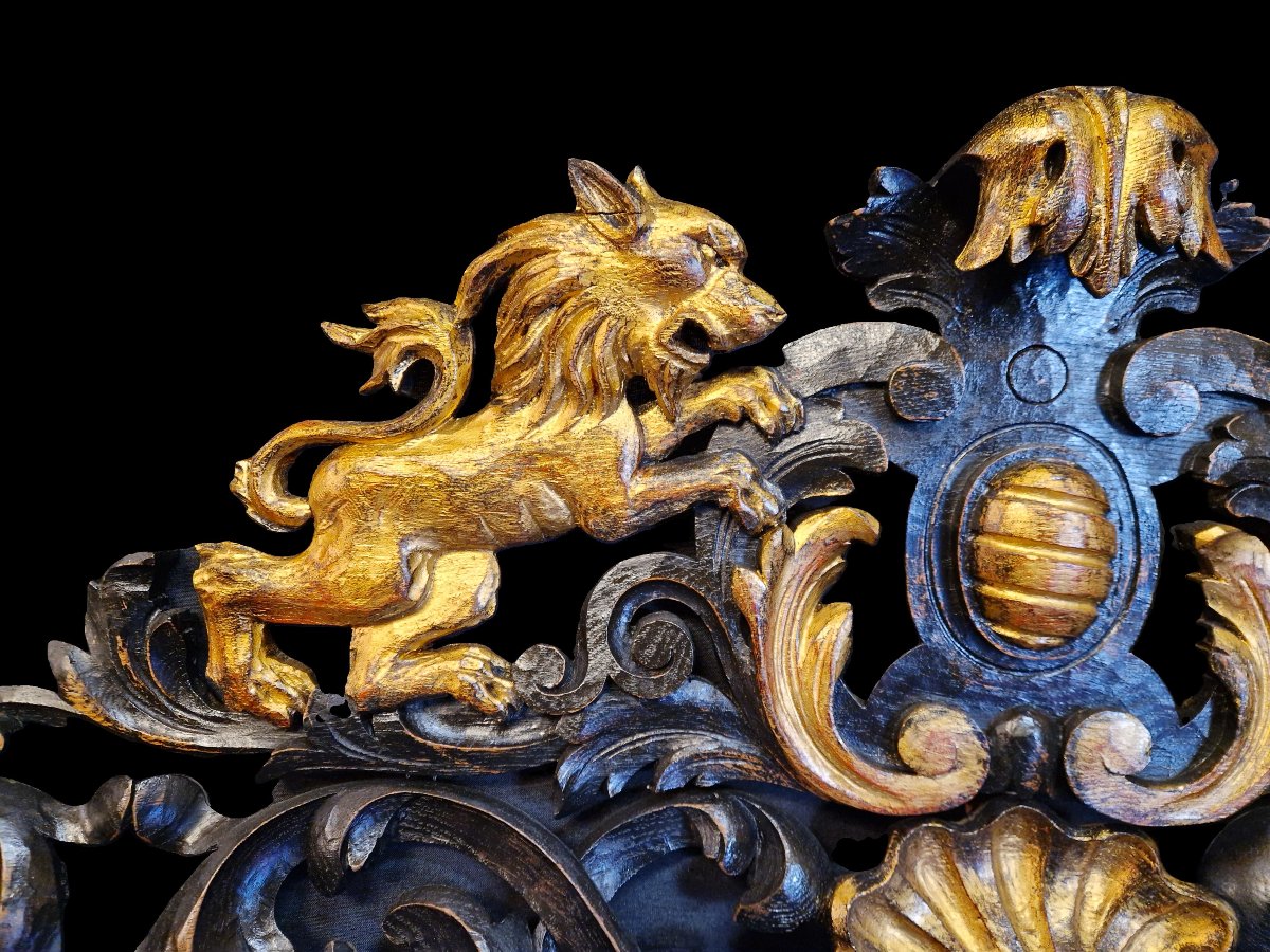 19th Century Mirror In Carved And Painted Wood-photo-2