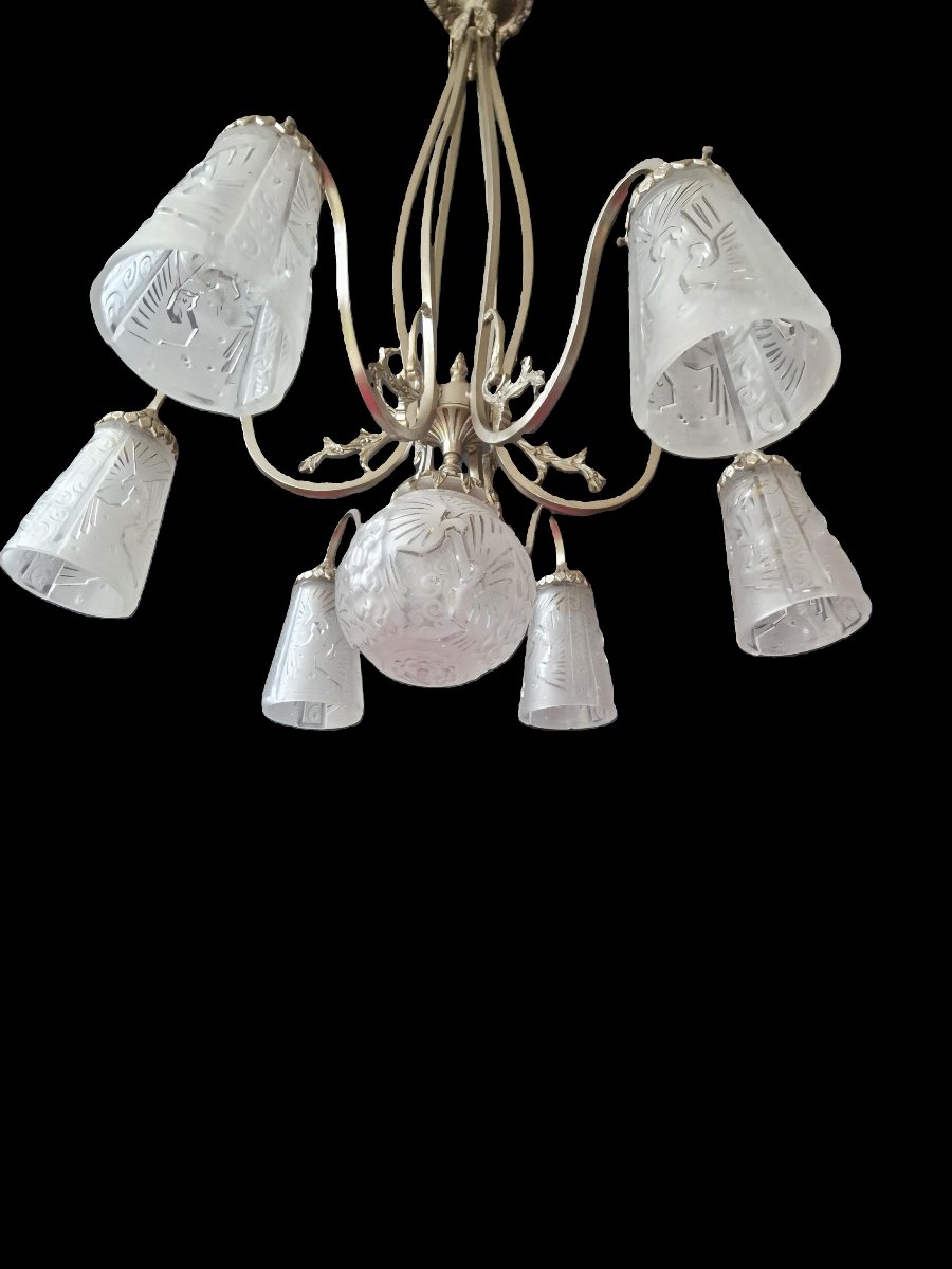 Art Deco Chandelier By Muller Frères Lunéville-photo-3