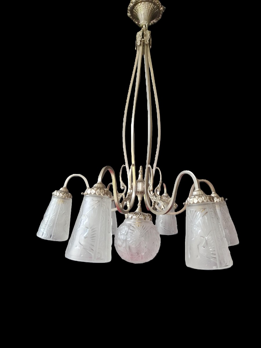 Art Deco Chandelier By Muller Frères Lunéville