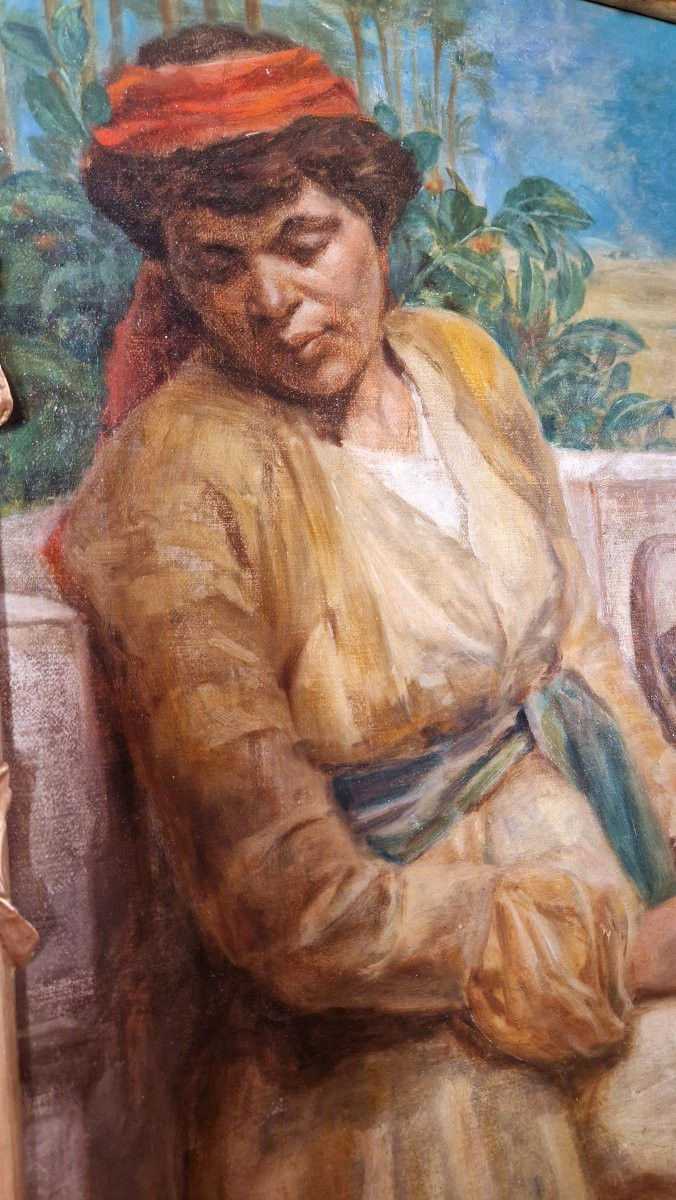 Portrait Orientaliste - XIXème Siècle - " La Mulâtresse" - Monogrammé .EKR.-photo-4