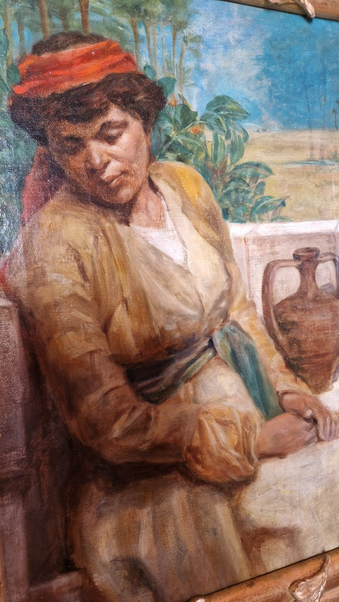 Portrait Orientaliste - XIXème Siècle - " La Mulâtresse" - Monogrammé .EKR.-photo-2