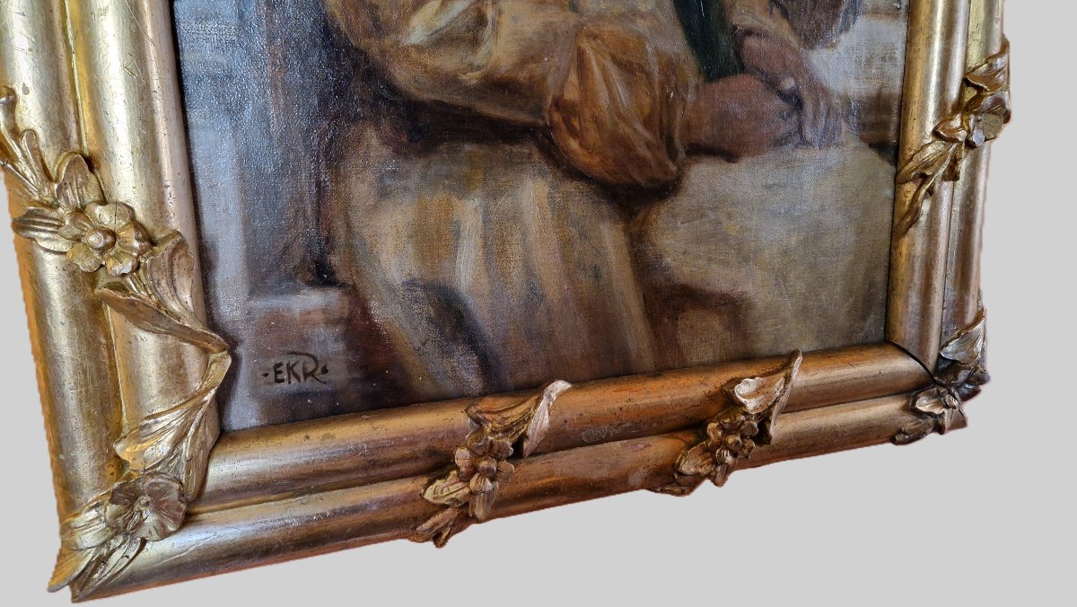 Portrait Orientaliste - XIXème Siècle - " La Mulâtresse" - Monogrammé .EKR.-photo-7