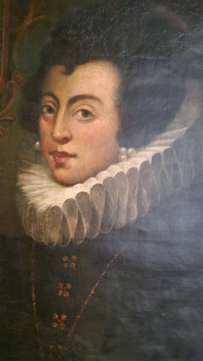 Oil On Canvas - Portrait Of Elisabeth Of France - 19th Century-photo-4