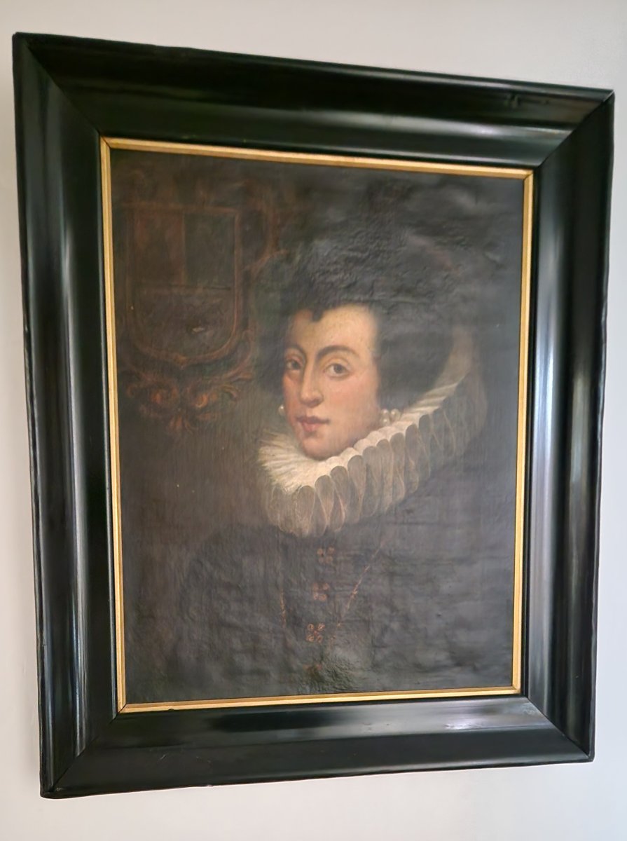 Oil On Canvas - Portrait Of Elisabeth Of France - 19th Century-photo-5