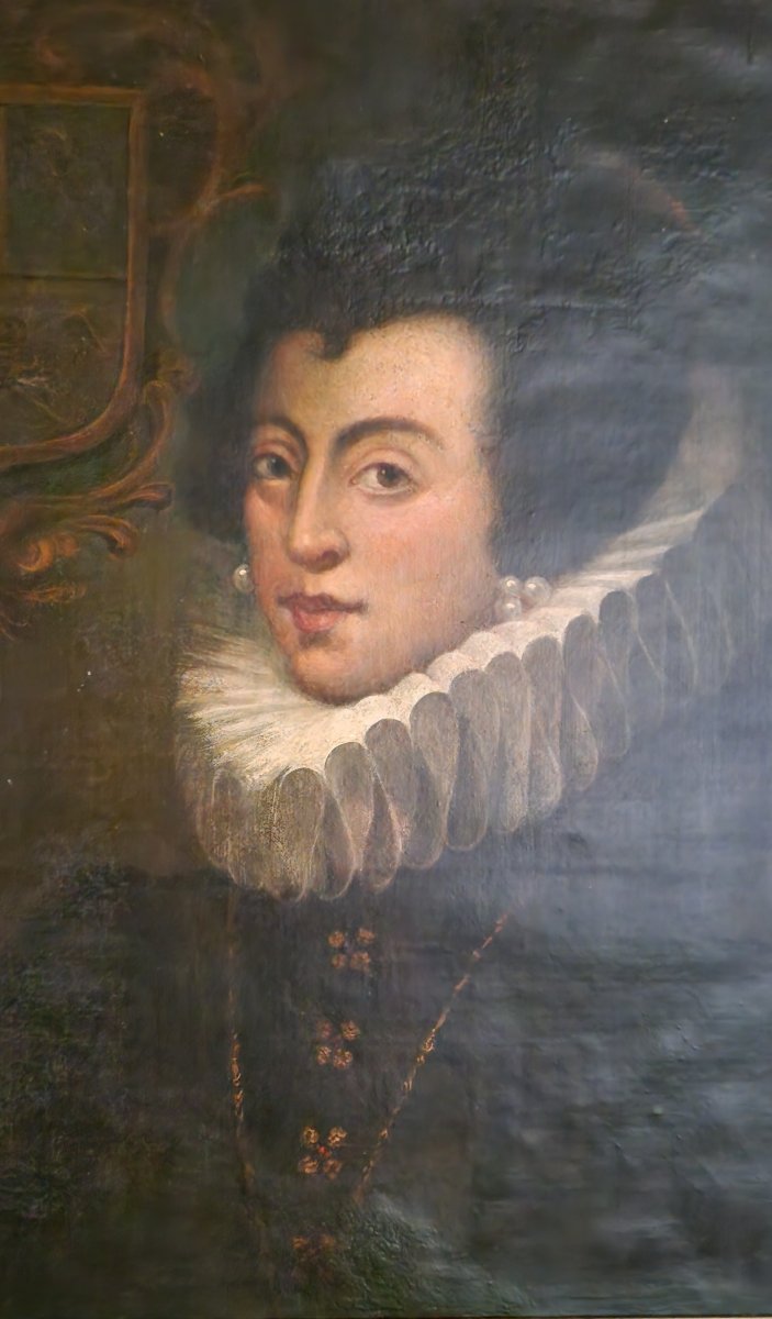 Oil On Canvas - Portrait Of Elisabeth Of France - 19th Century-photo-6