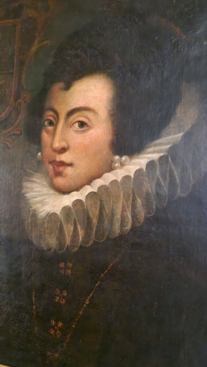 Oil On Canvas - Portrait Of Elisabeth Of France - 19th Century-photo-7