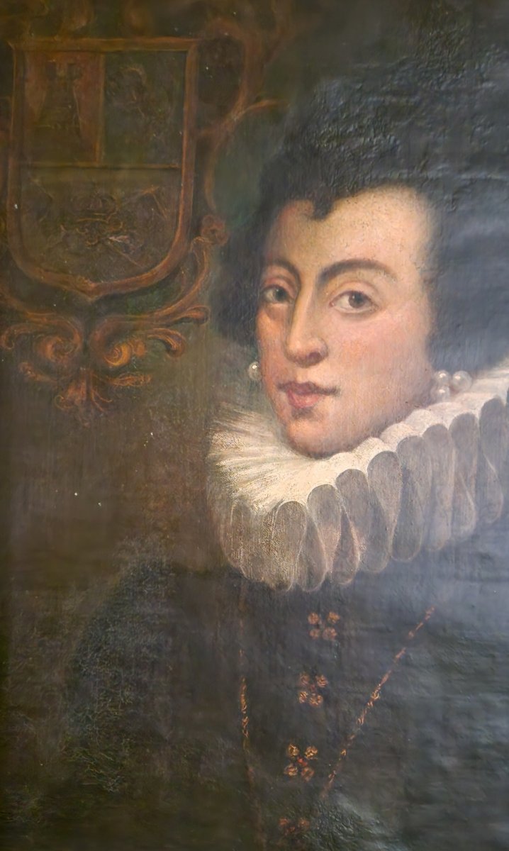 Oil On Canvas - Portrait Of Elisabeth Of France - 19th Century-photo-8