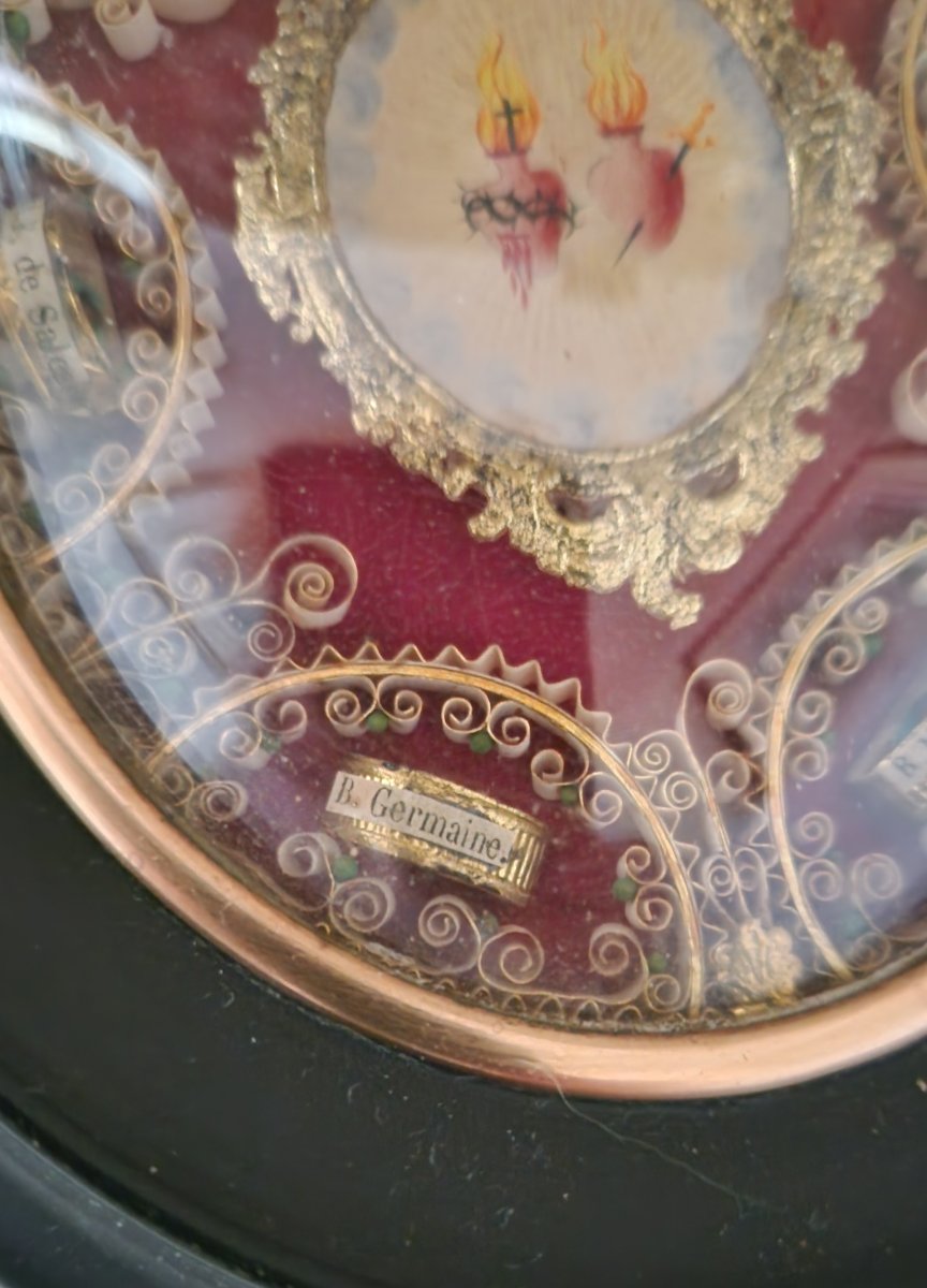 Reliquary Of The Sacred Hearts Of Jesus And Mary - 6 Relics - 19th Century -photo-1