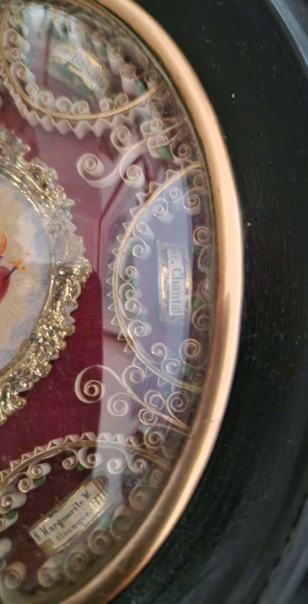 Reliquary Of The Sacred Hearts Of Jesus And Mary - 6 Relics - 19th Century -photo-3