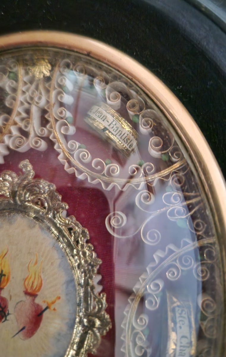 Reliquary Of The Sacred Hearts Of Jesus And Mary - 6 Relics - 19th Century -photo-4