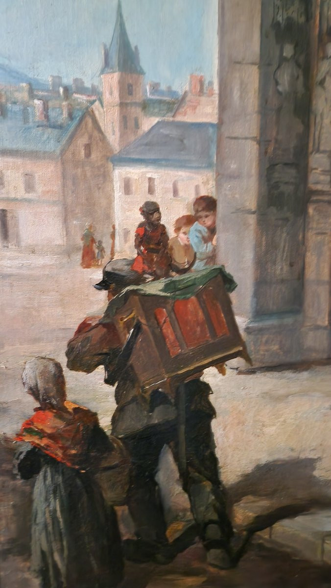 Huile Sur Toile - Le Parvis De L'Eglise - XIXème-photo-2